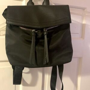 Botkier New York Small Black Pebbled Backpack with Logo Straps